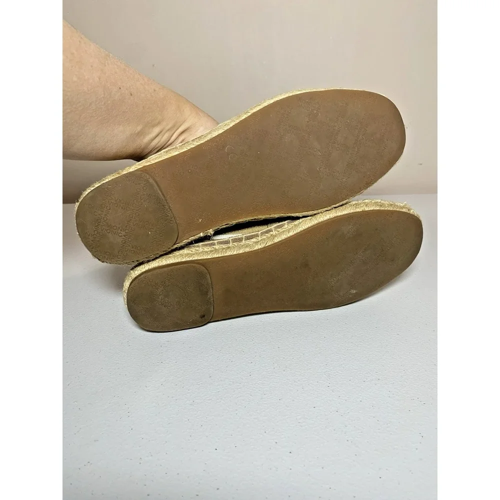 Vionic Espadrille Women's Size 5 Tan Cream Striped 356 Valeri Slip-On Flat EUC!!